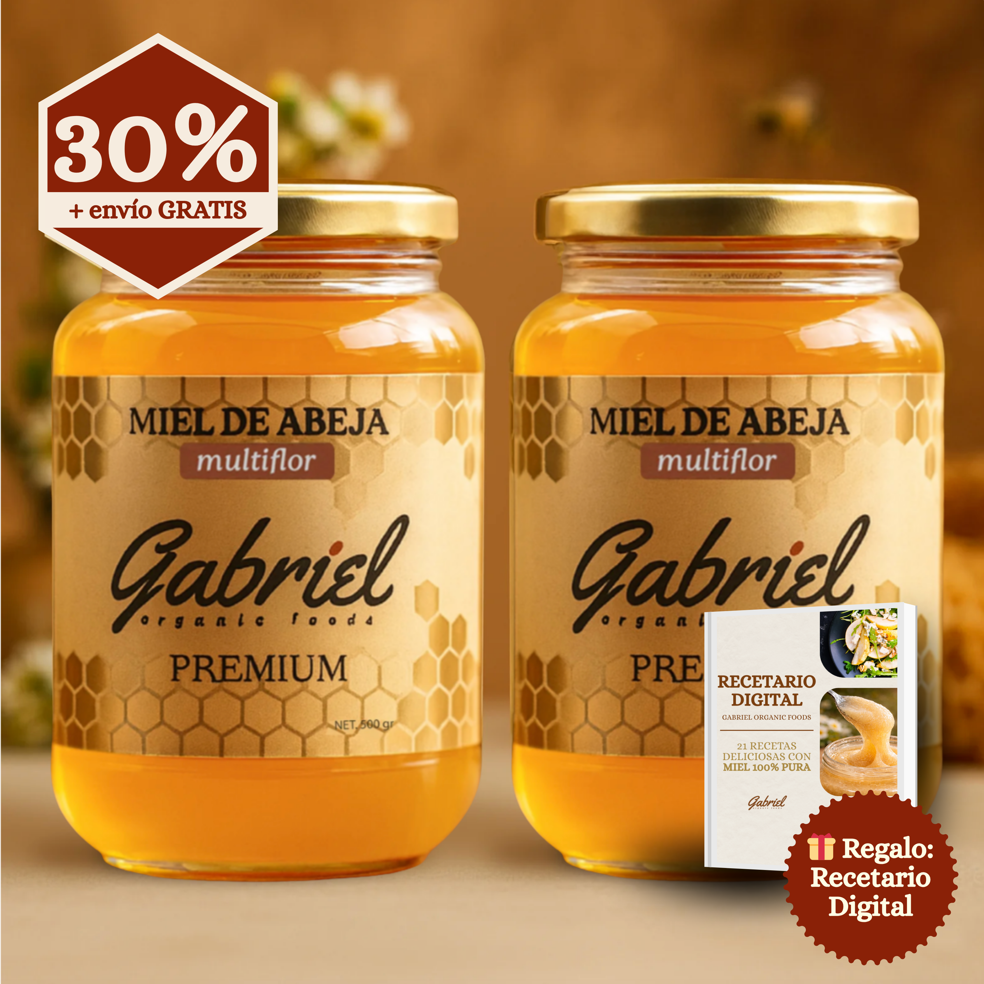 Miel de Abeja 100% Pura de Multiflor (500 g)
