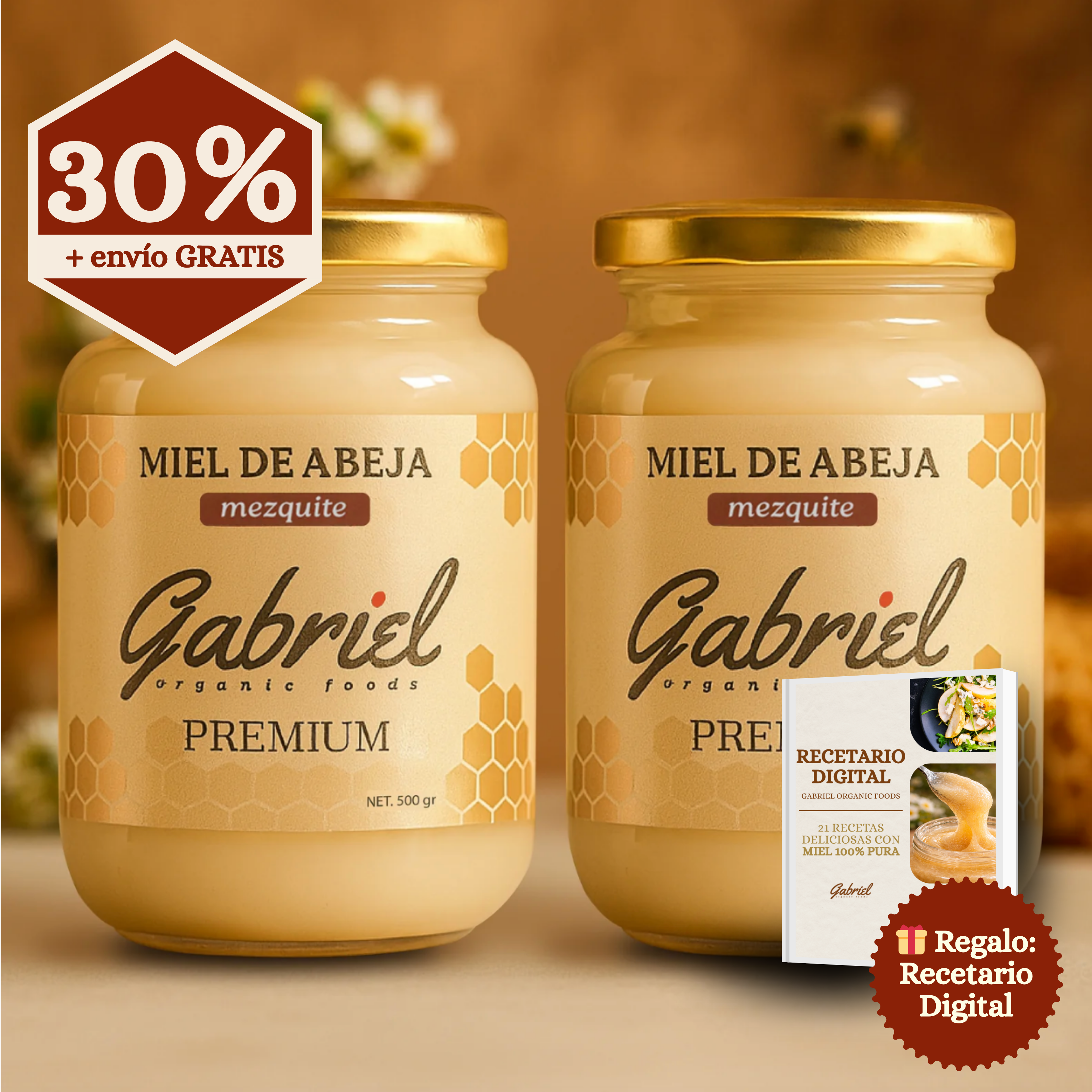 Miel de Abeja 100% Pura de Flor de Mezquite (500 g)