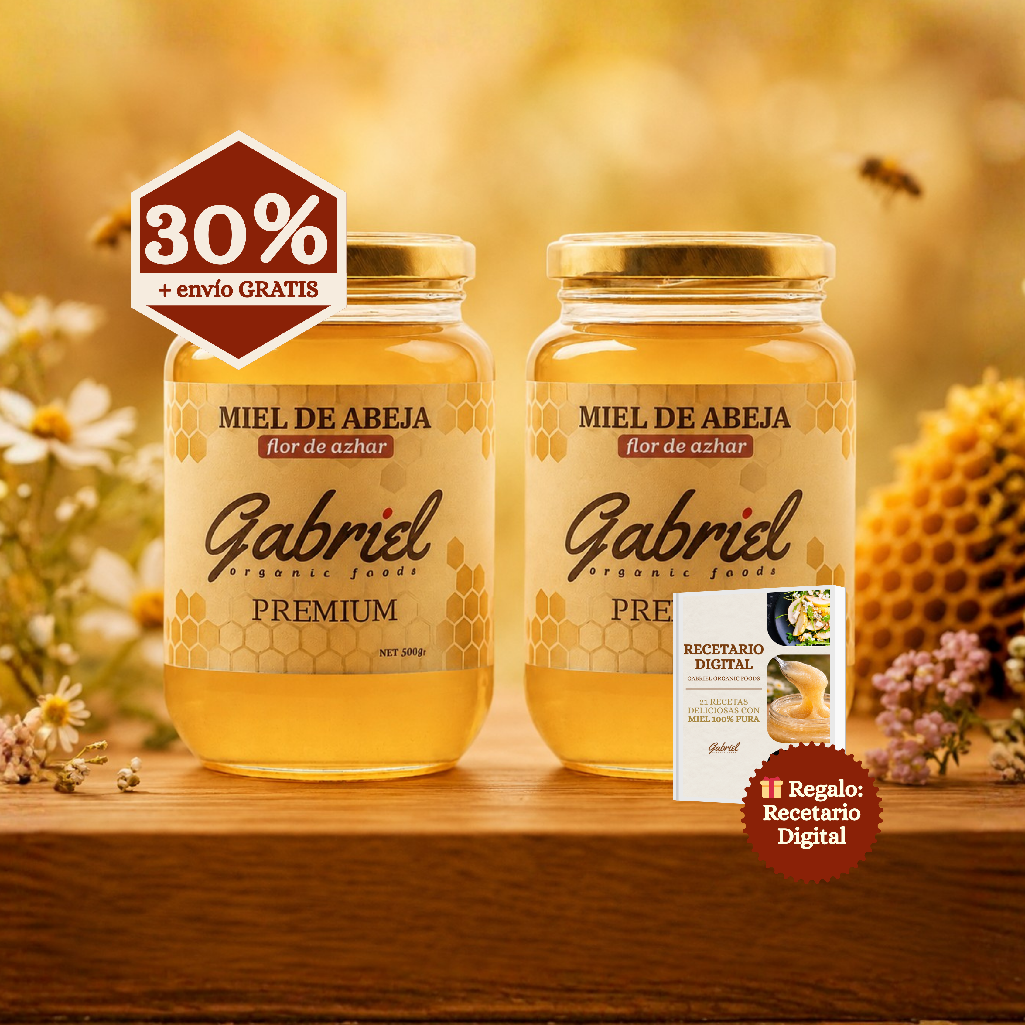 Miel de Abeja 100% Pura de Flor de Azahar (500 g)