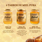 Paquete de 3 Tarros de Miel Pura: Flor de Azahar, Flor de Costa y Multiflor (1.5 kg.)