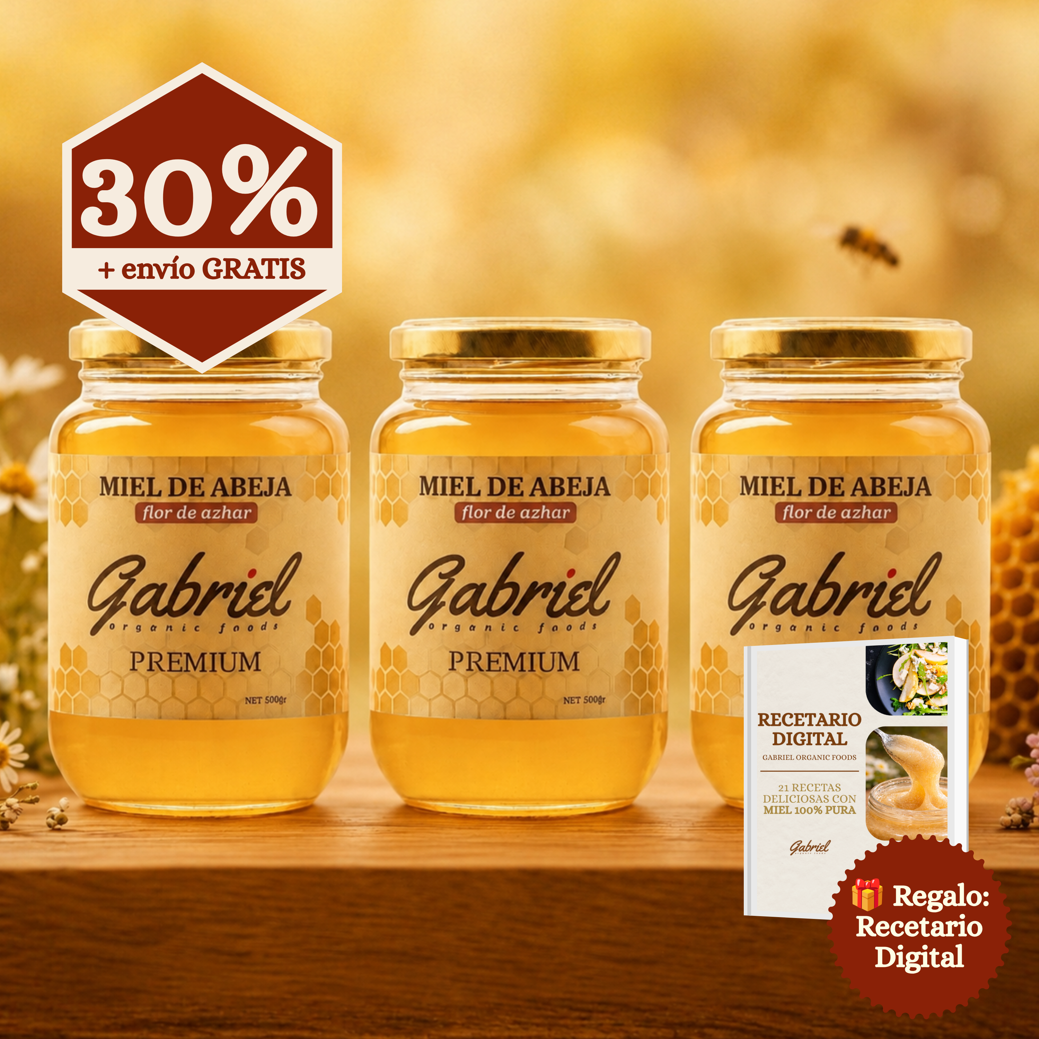 Miel de Abeja 100% Pura de Flor de Azahar (500 g)