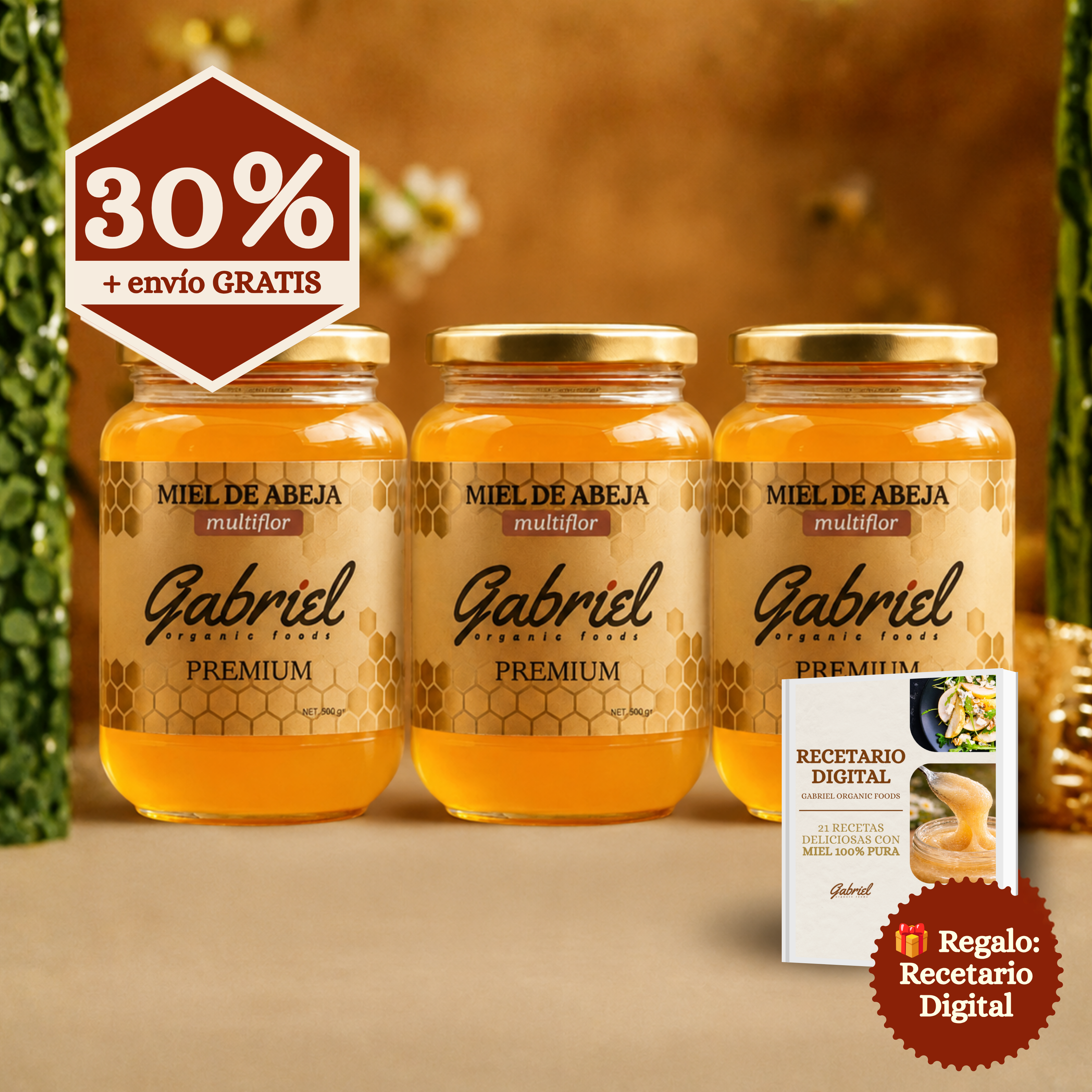 Miel de Abeja 100% Pura de Multiflor (500 g)