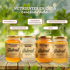 4 Tarros de Miel Pura de Abeja: Flor de Costa, Flor de Mezquite, Flor de Azahar y Multiflor