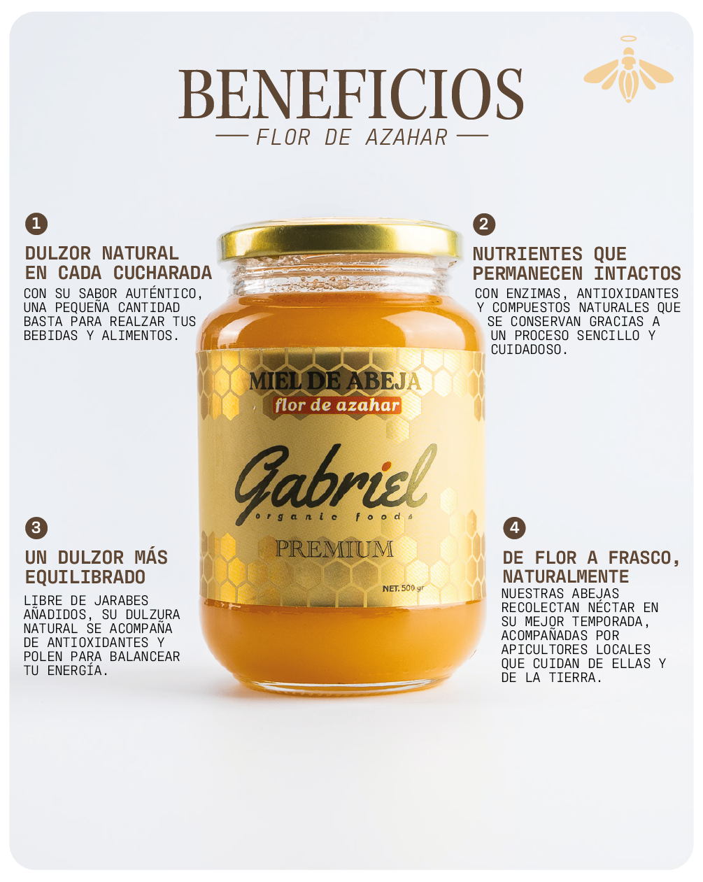 Miel de Abeja 100% Pura de Flor de Azahar (500 g)