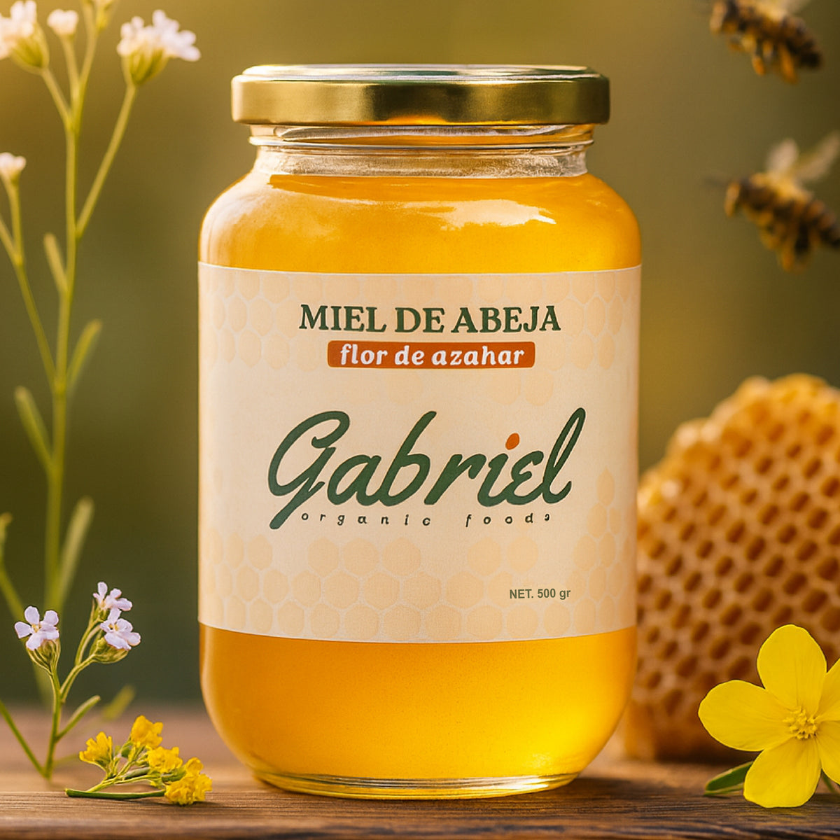 Miel de Abeja 100% Pura de Flor de Azhar (500 g)