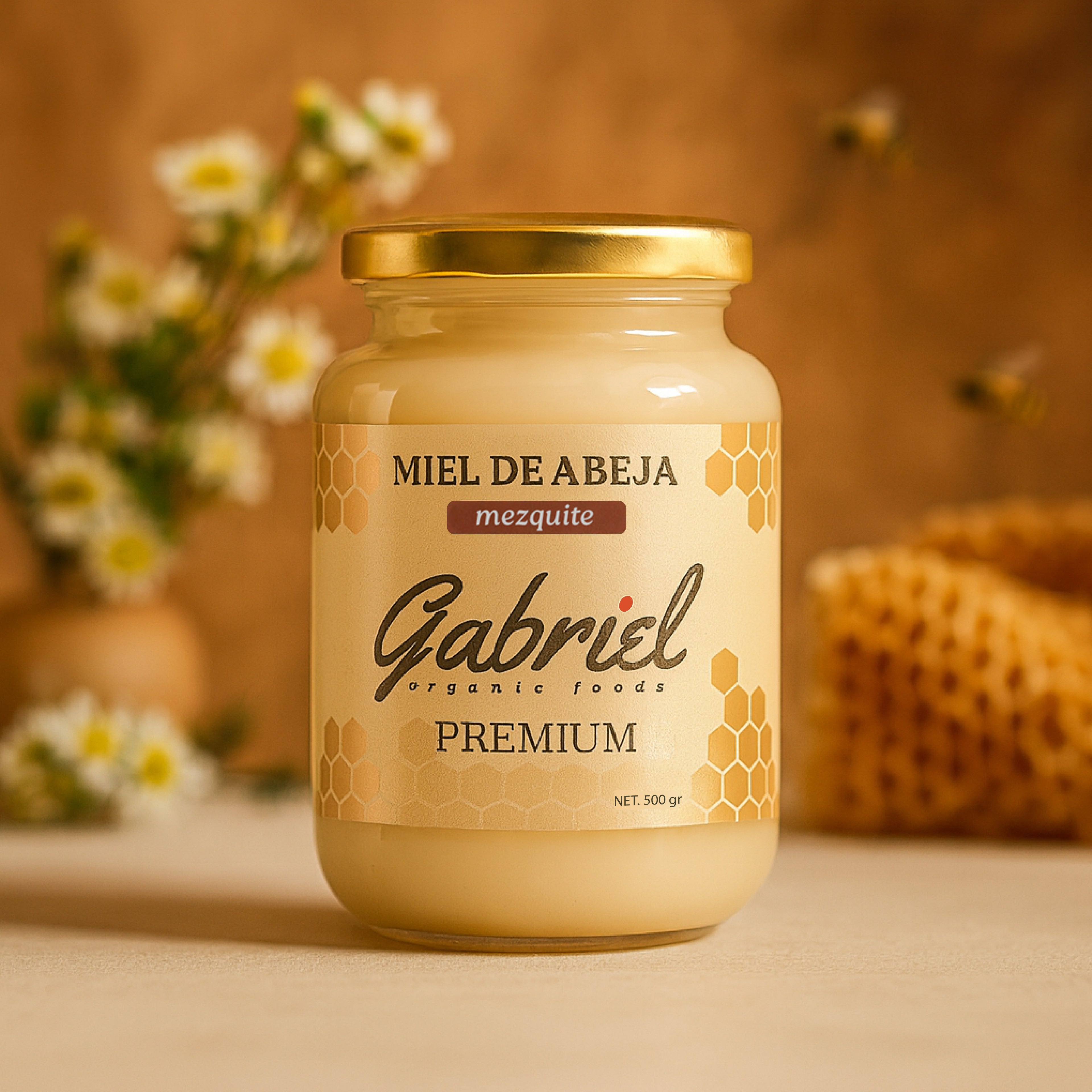 Miel de Abeja 100% Pura de Flor de Mezquite (500 g)