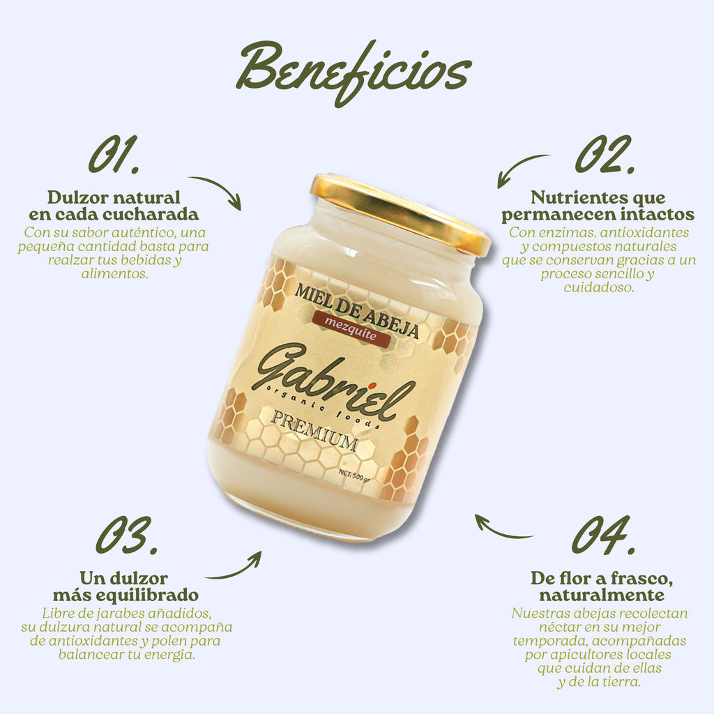 Miel de Abeja 100% Pura de Flor de Mezquite (500 g)
