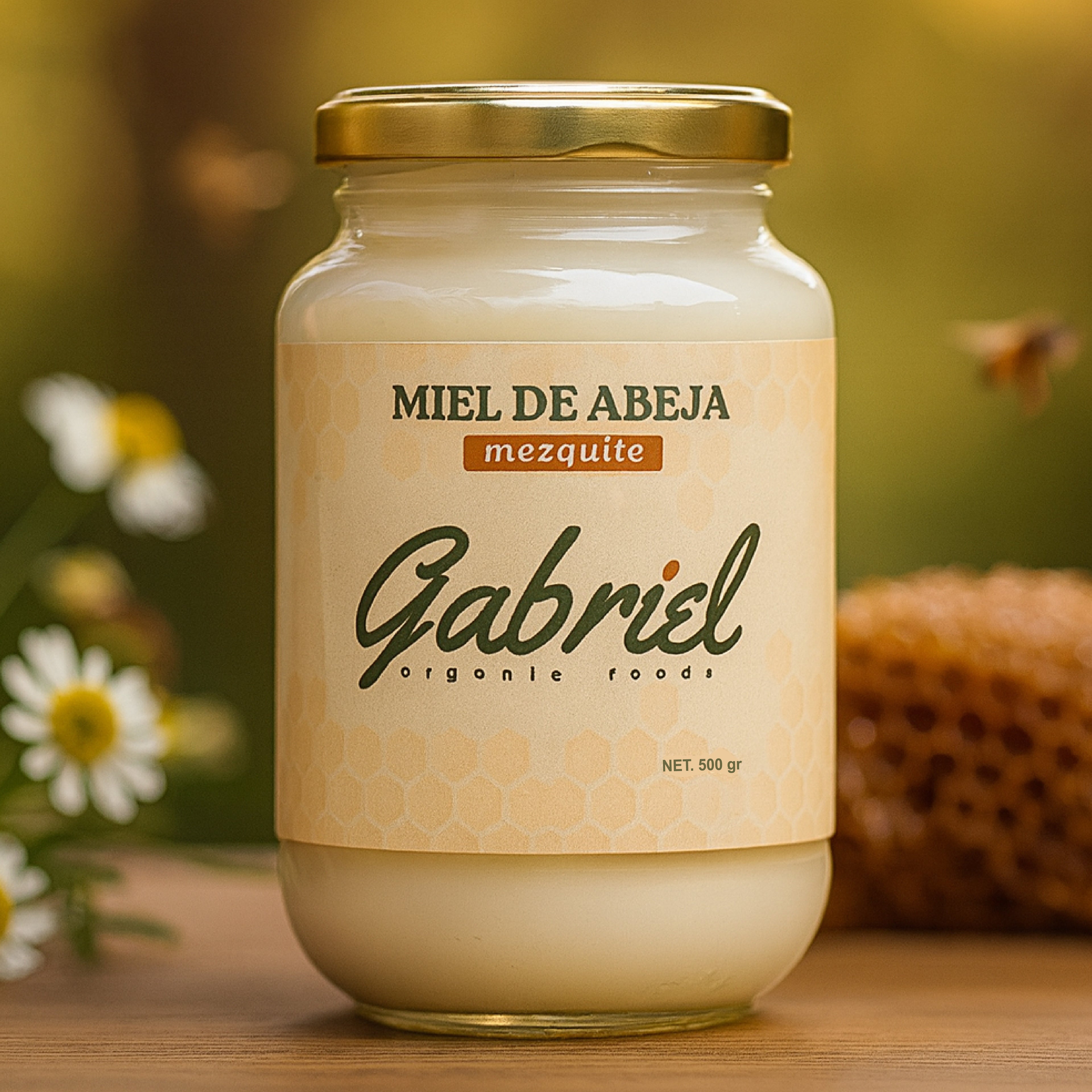 Miel de Abeja 100% Pura de Flor de Mezquite (500 g)