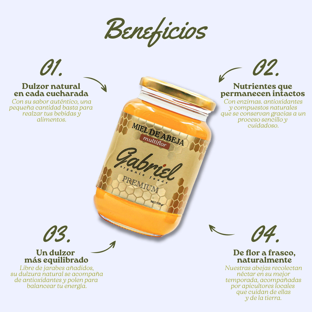 Miel de Abeja 100% Pura de Multiflor (500 g)