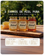 Paquete de 3 Tarros de Miel Pura: Flor de Azahar, Flor de Costa y Multiflor (1.5 kg.)